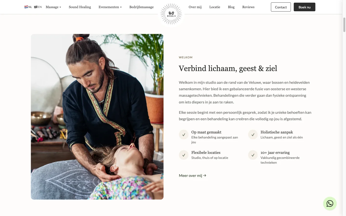 Massage studio, Ede website screenshot 1