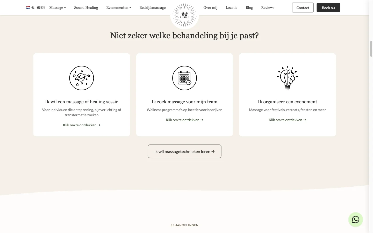 Massage studio, Ede website screenshot 3