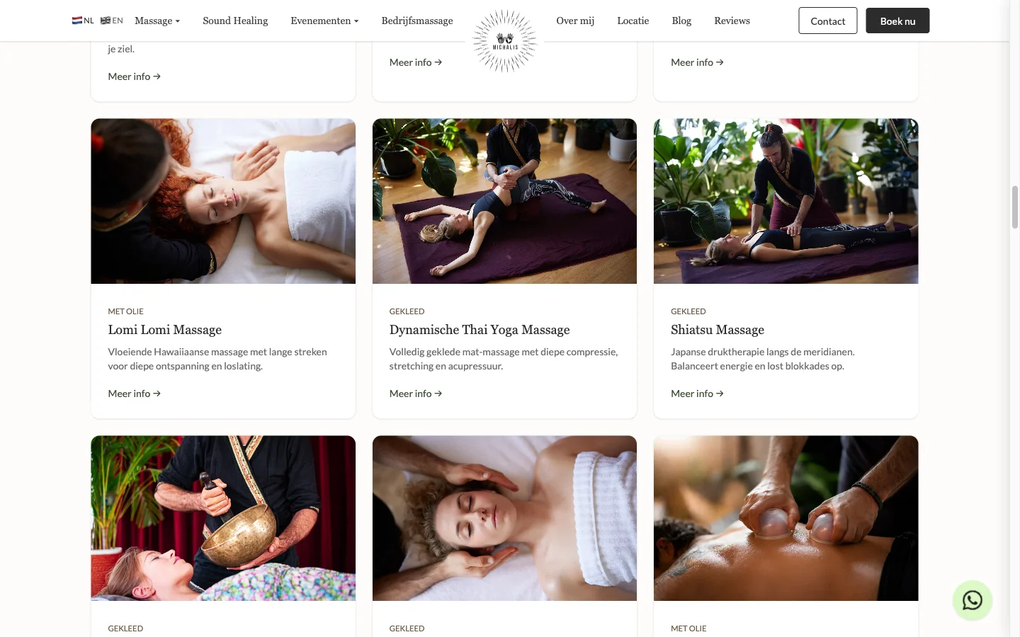 Massage studio, Ede website screenshot 2