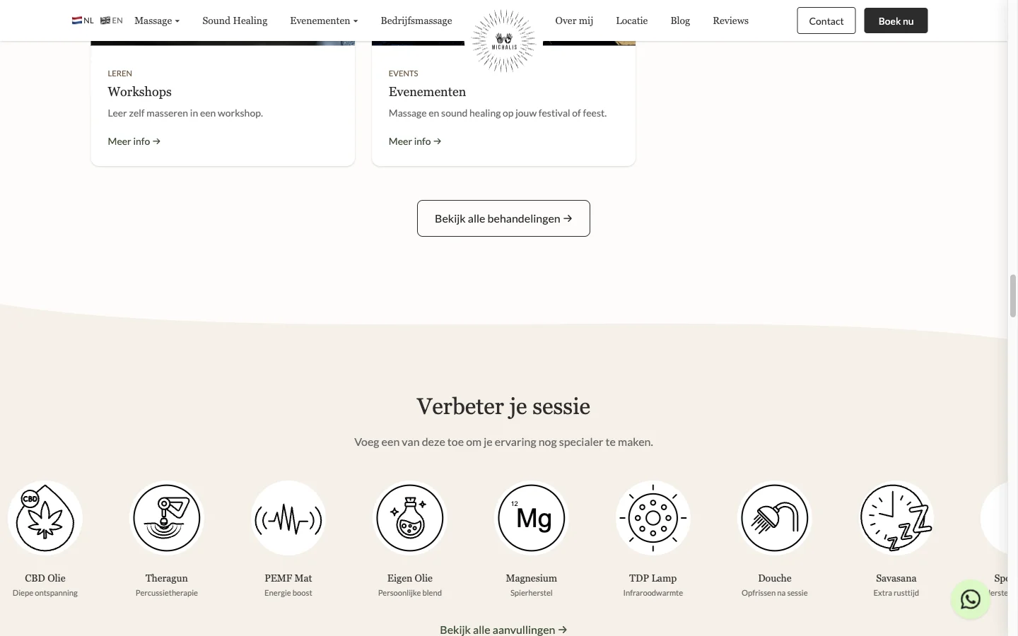 Massage studio, Ede website screenshot 4